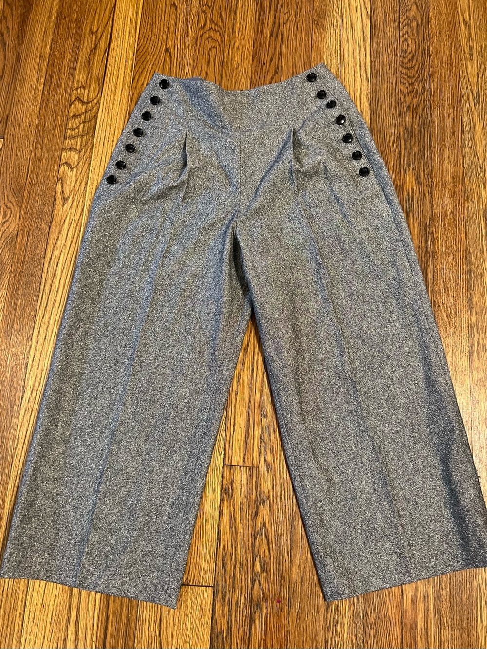 Club Monaco Gray Wide-Leg Sailor Button Pants
